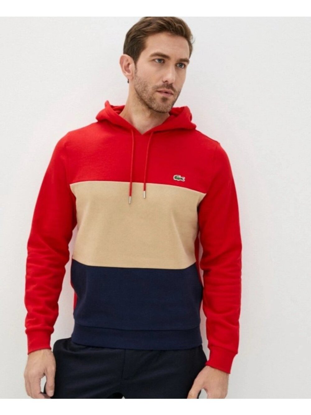 Lacoste Men’s Regular Fit Colorblock Fleece Cotton Pullover Hoodie S Street wear